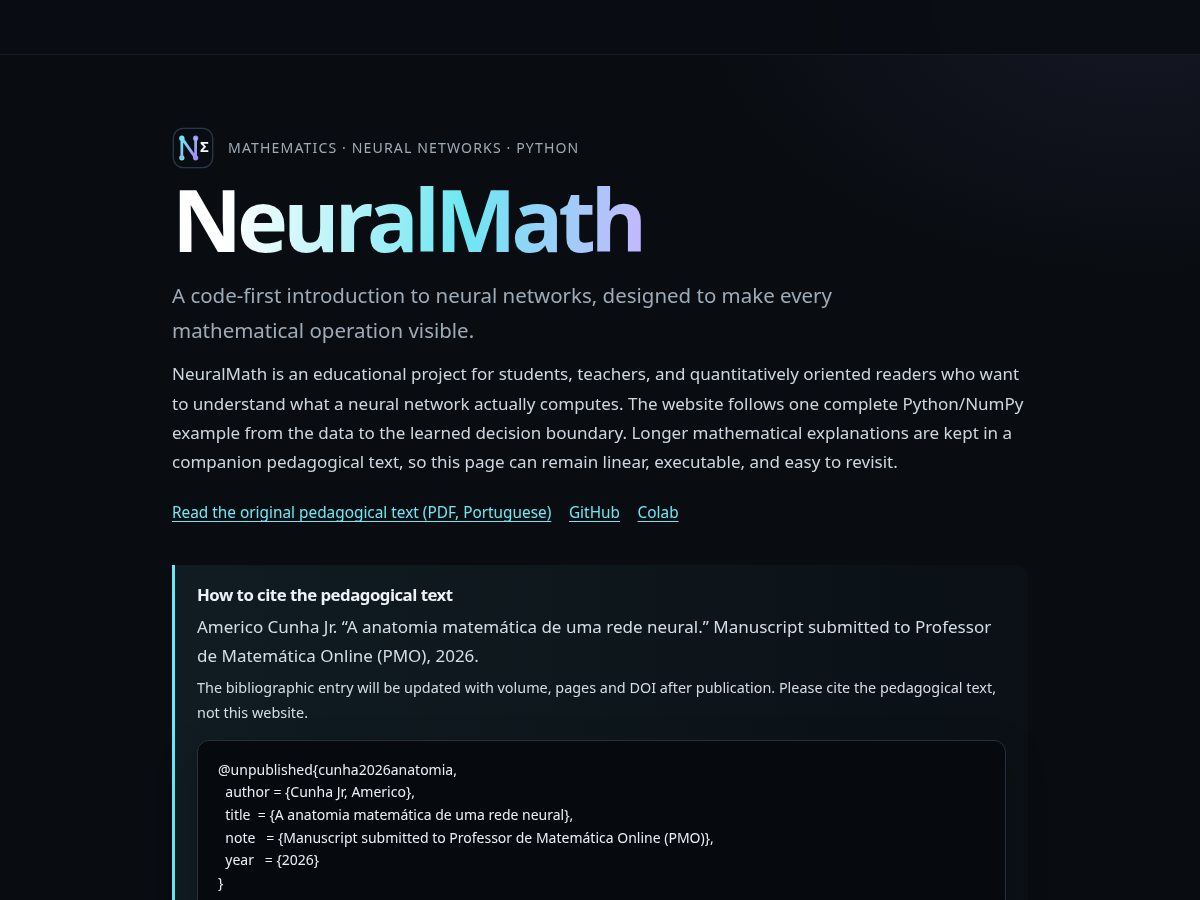 Landing-page snapshot of neuralmath.org
