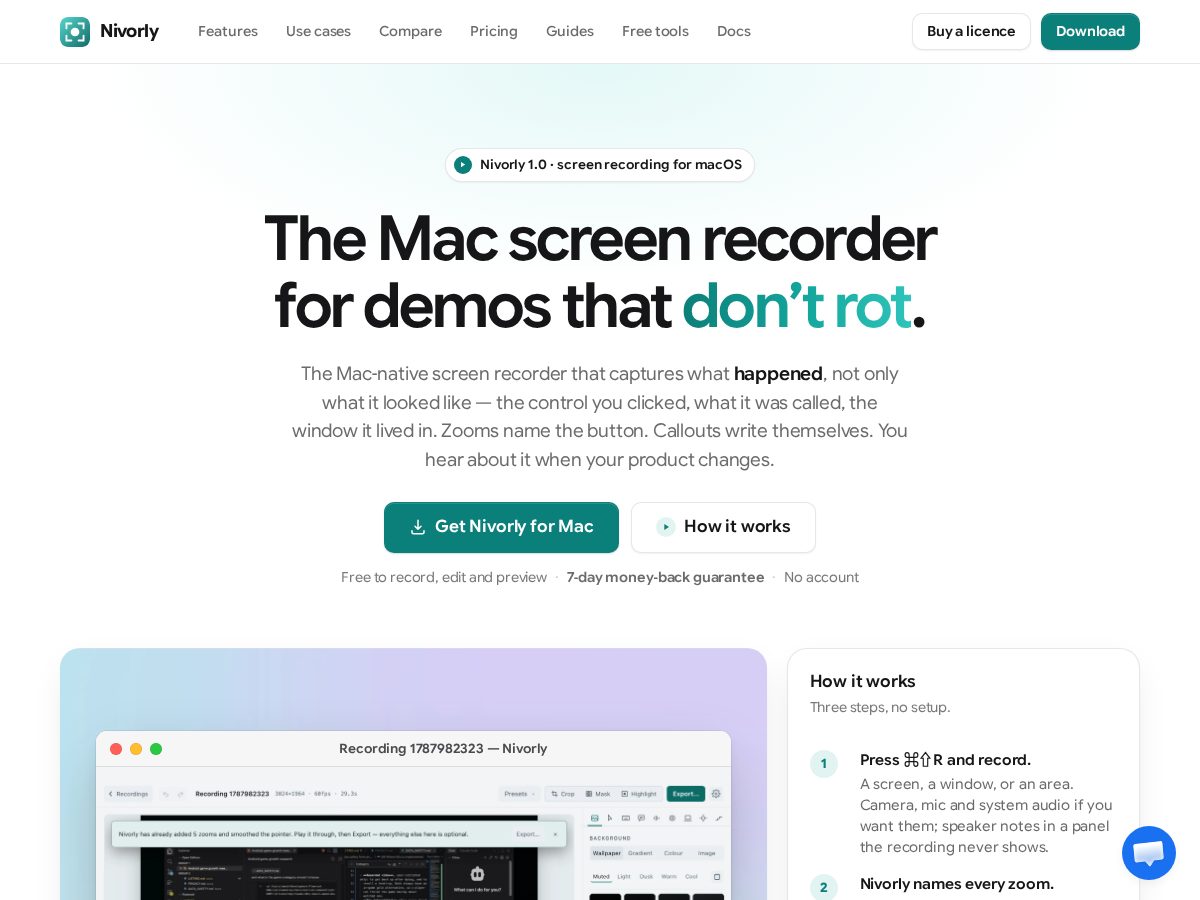 Landing-page snapshot of nivorly.com