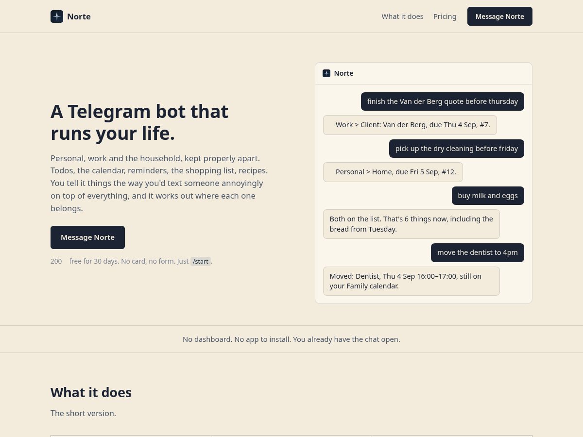 Landing-page snapshot of norte.chat