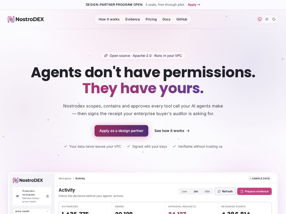 Landing-page snapshot of nostrodex.com