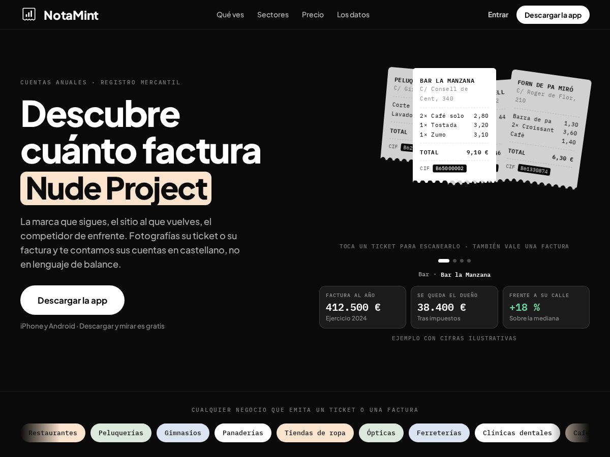 Landing-page snapshot of notamint.com