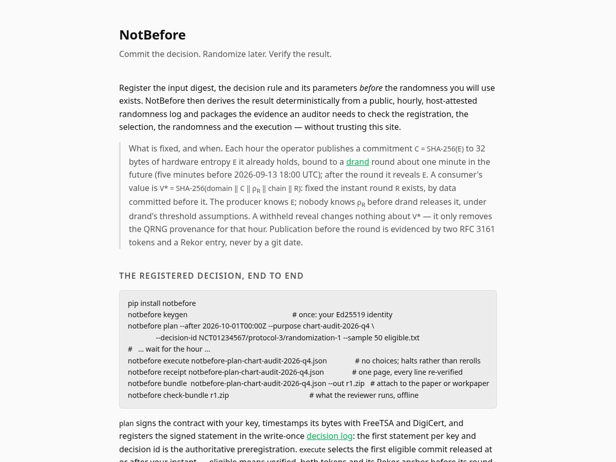 Landing-page snapshot of notbefore.net
