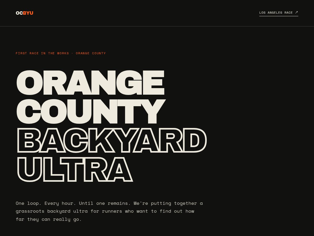 Landing-page snapshot of ocbackyardultra.com