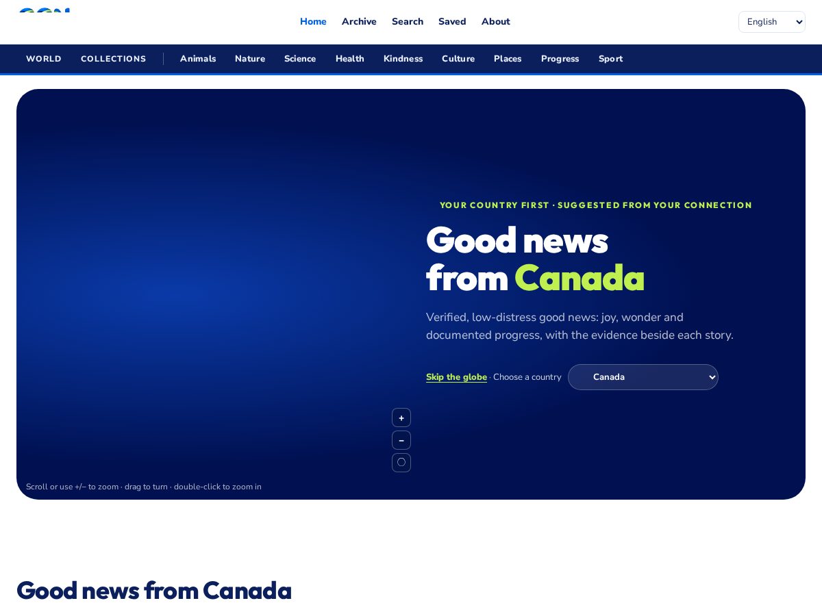 Landing-page snapshot of onlygoodnewsglobal.com