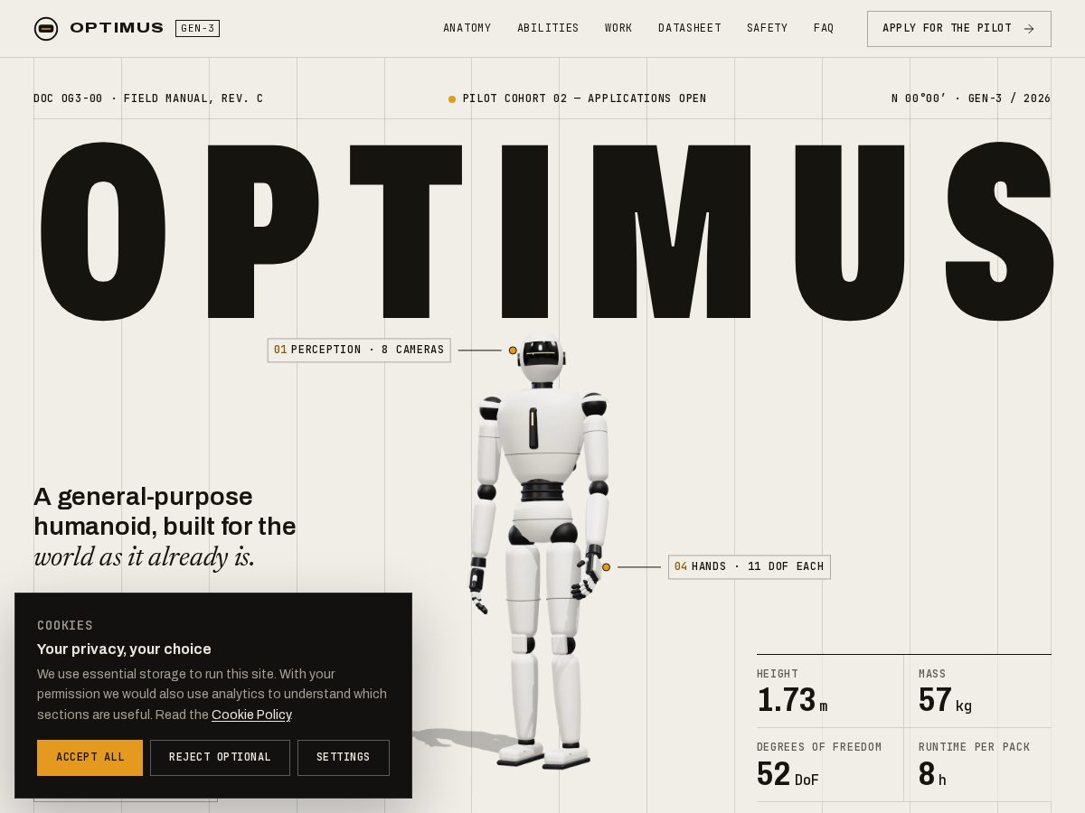 Landing-page snapshot of optimusgen-3.live