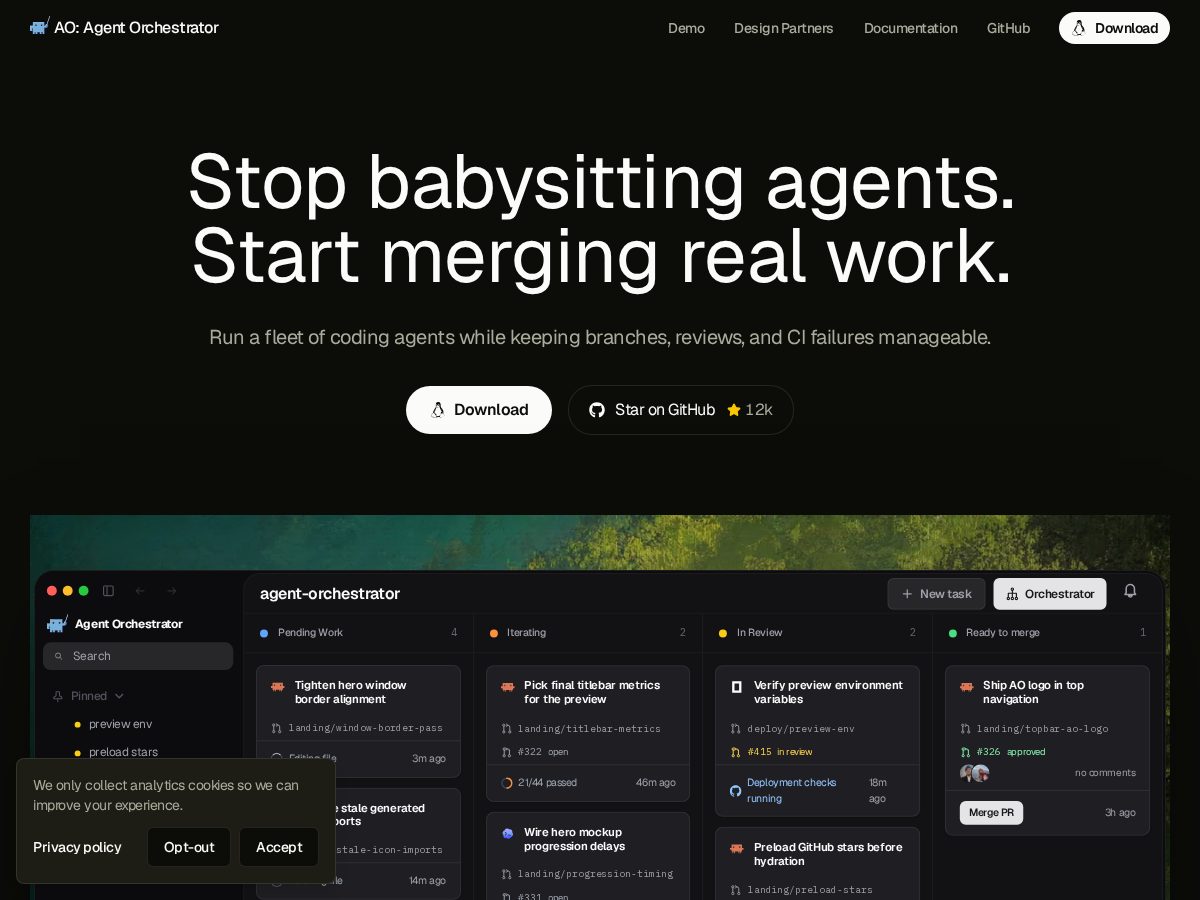 Landing-page snapshot of orchestrator.inc