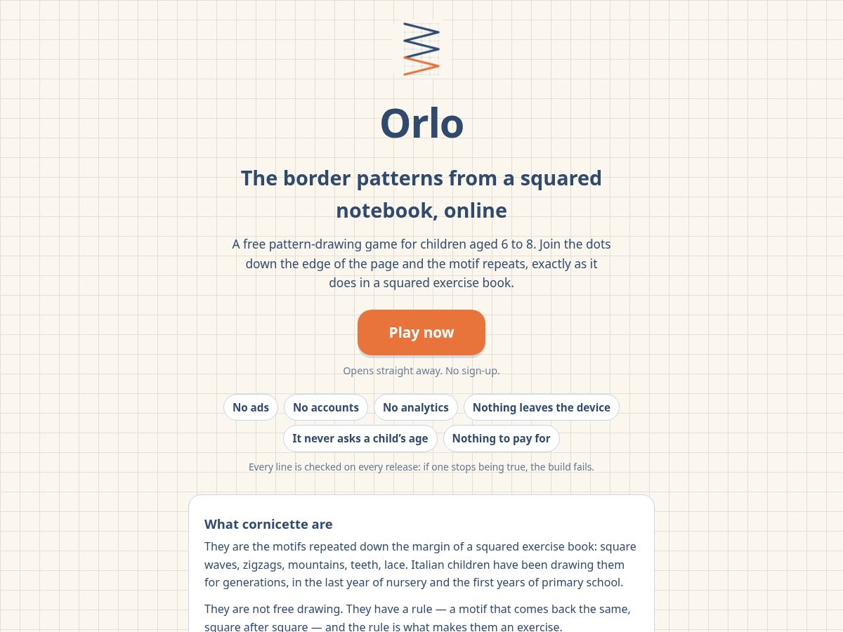 Landing-page snapshot of orlo.page