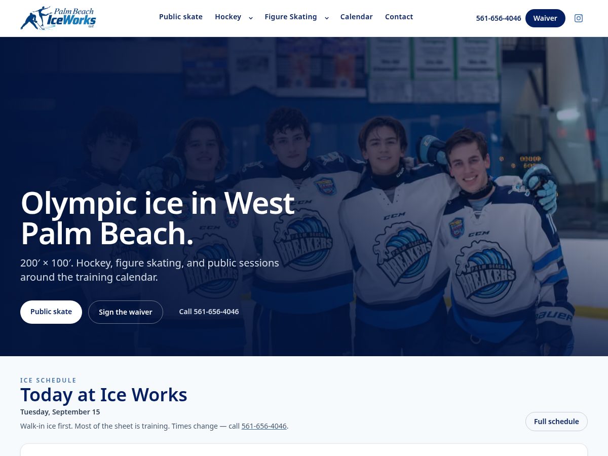 Landing-page snapshot of palmbeachiceworks.online