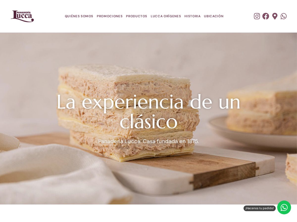 Landing-page snapshot of panaderialucca.sbs