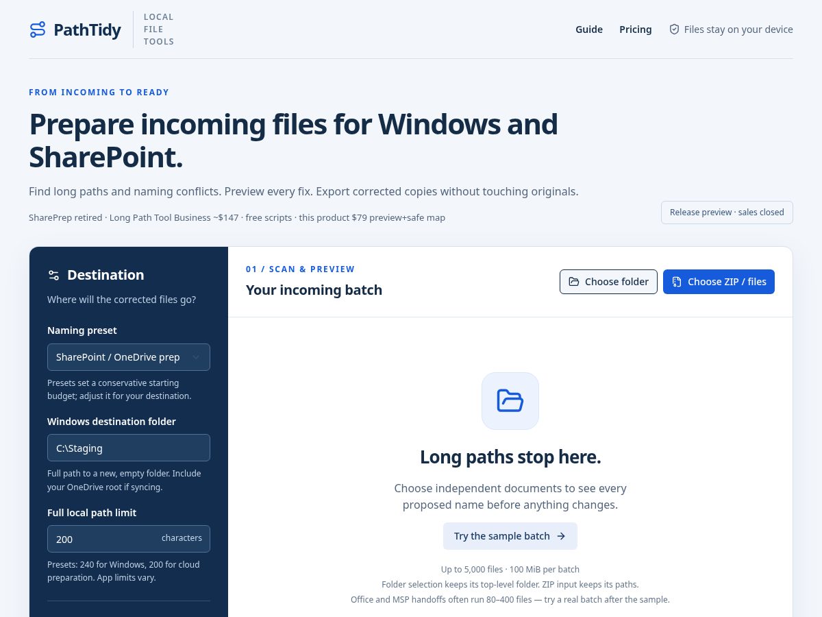 Landing-page snapshot of pathtidy.com