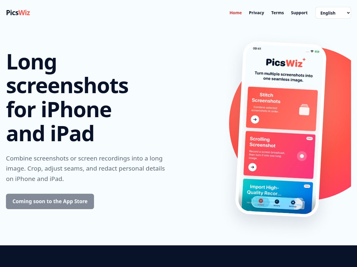 Landing-page snapshot of picswiz.com