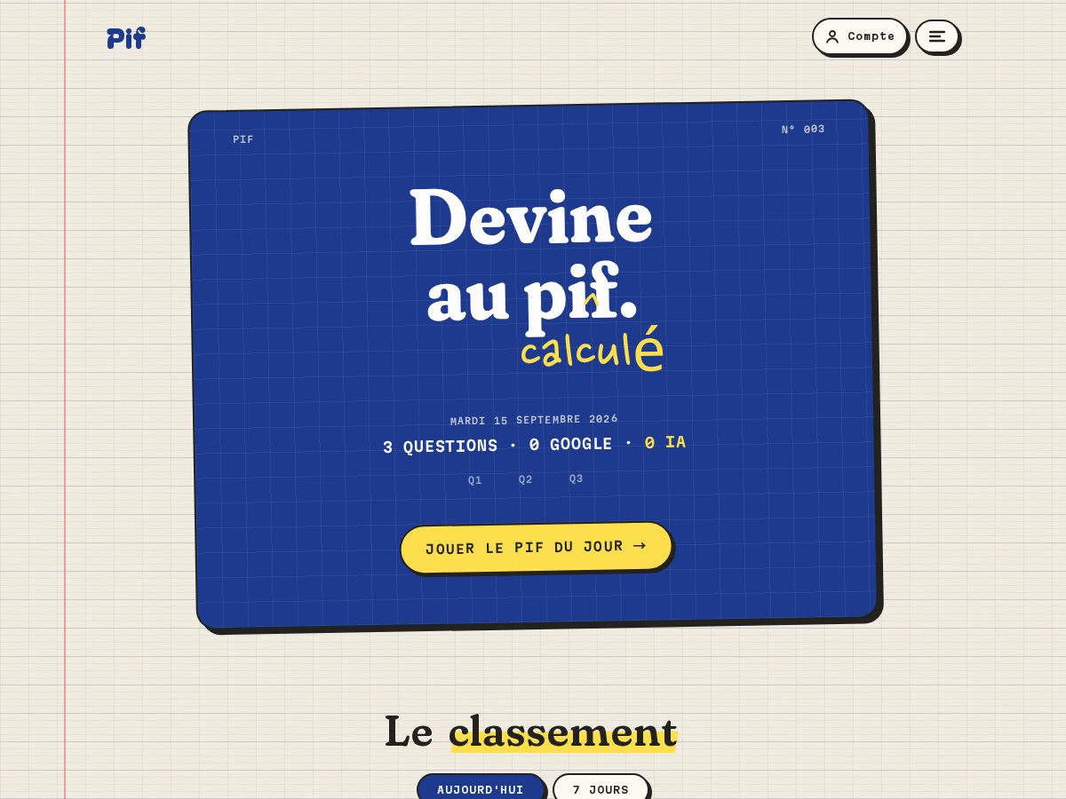 Landing-page snapshot of playpif.lol