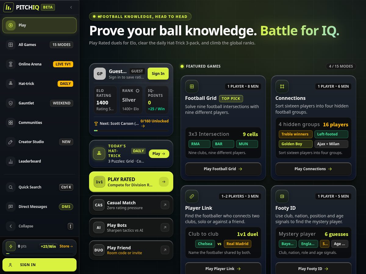 Landing-page snapshot of playpitchiq.com