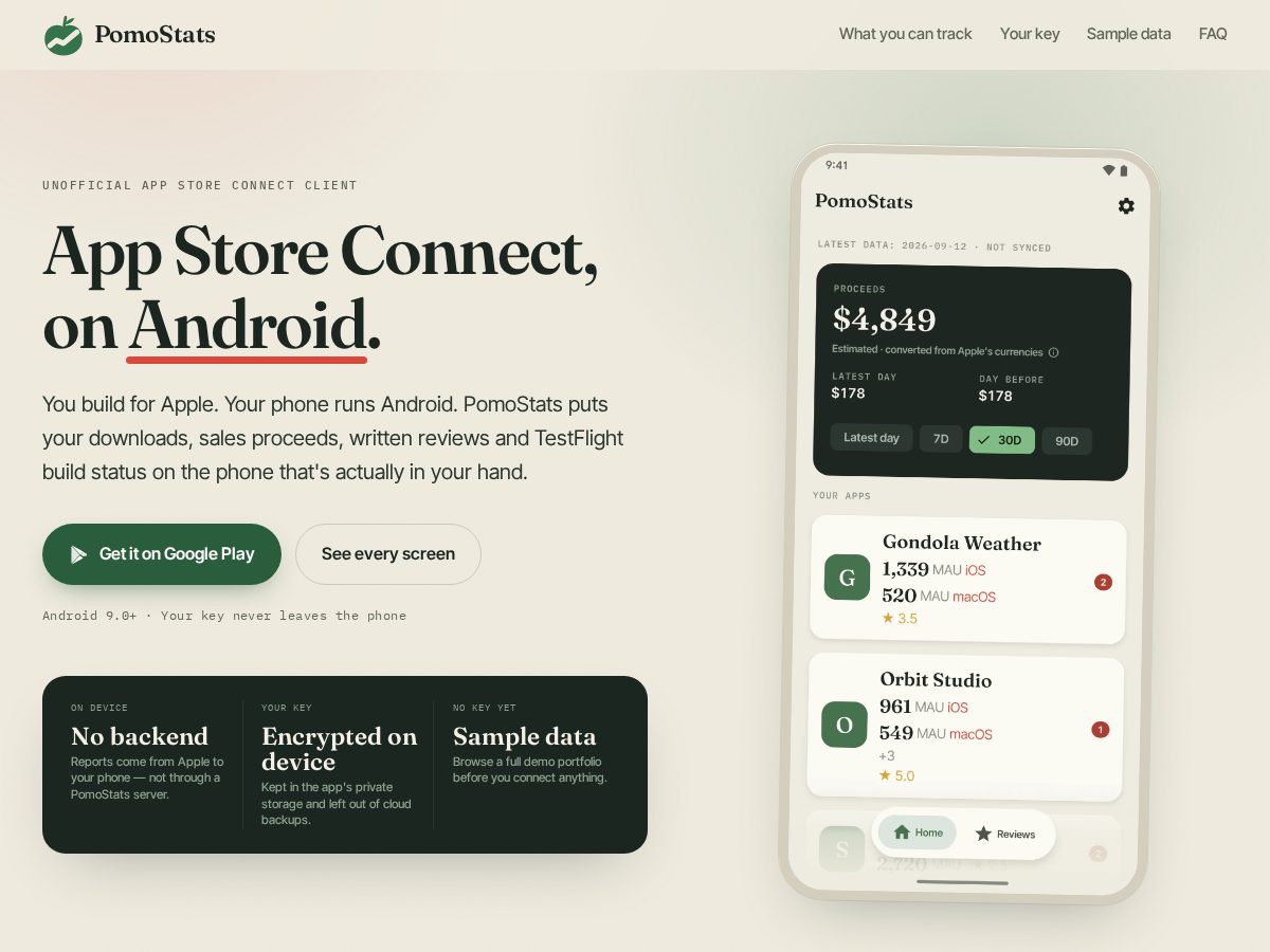 Landing-page snapshot of pomostats.app