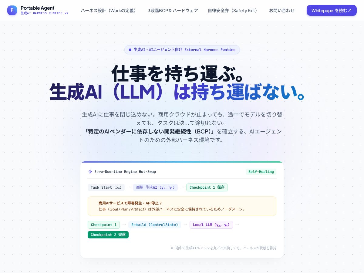 Landing-page snapshot of portableagent.run