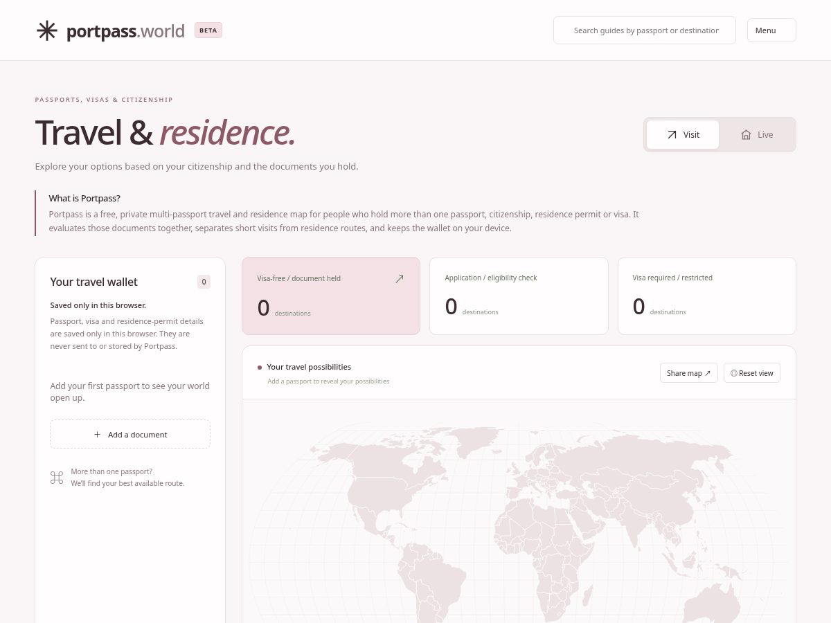 Landing-page snapshot of portpass.world