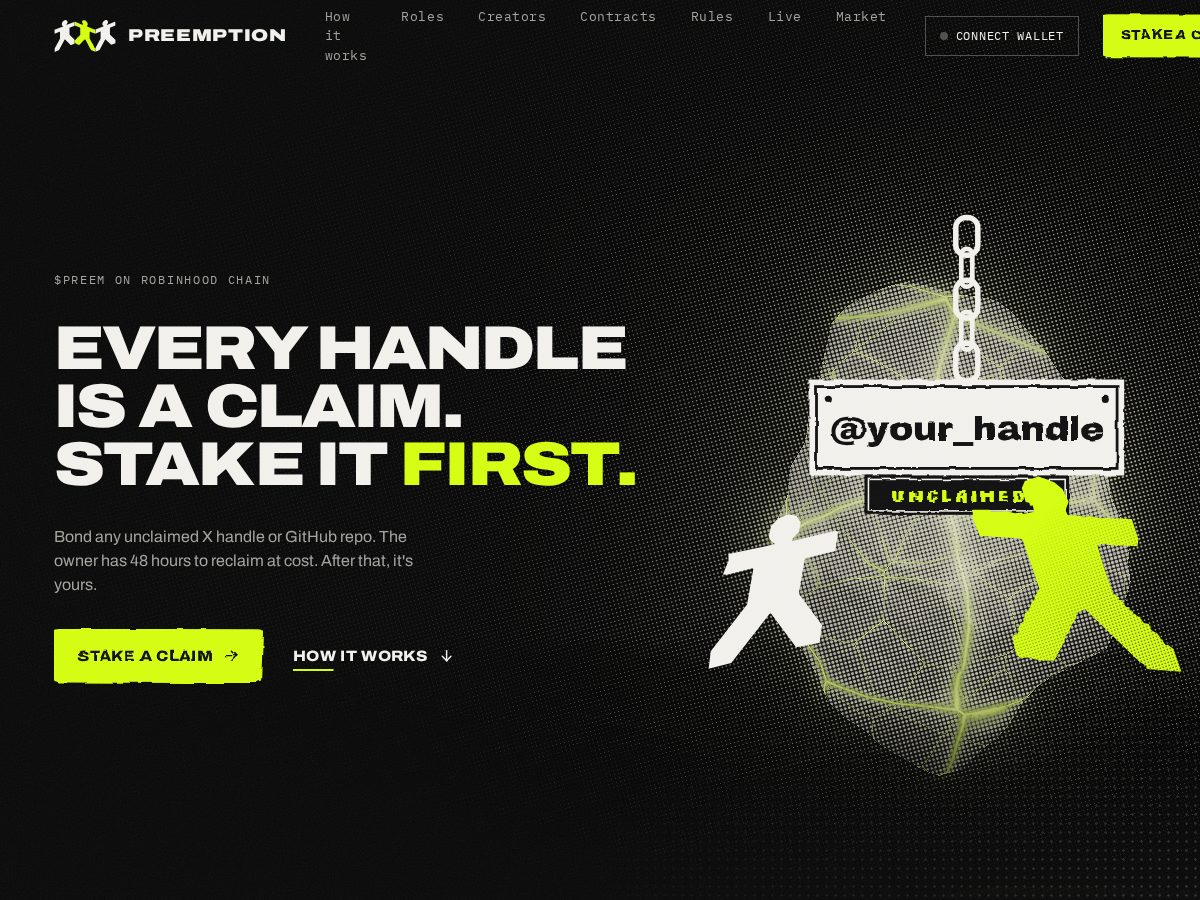 Landing-page snapshot of preemption.xyz