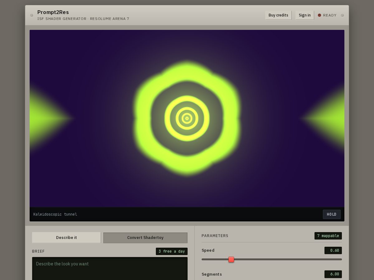 Landing-page snapshot of prompt2res.com