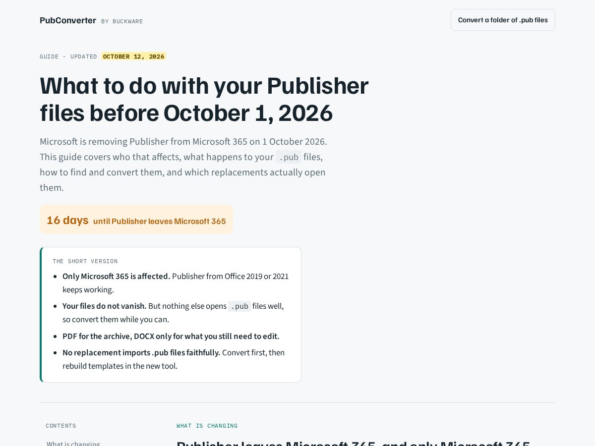 Landing-page snapshot of pubconverter2.com