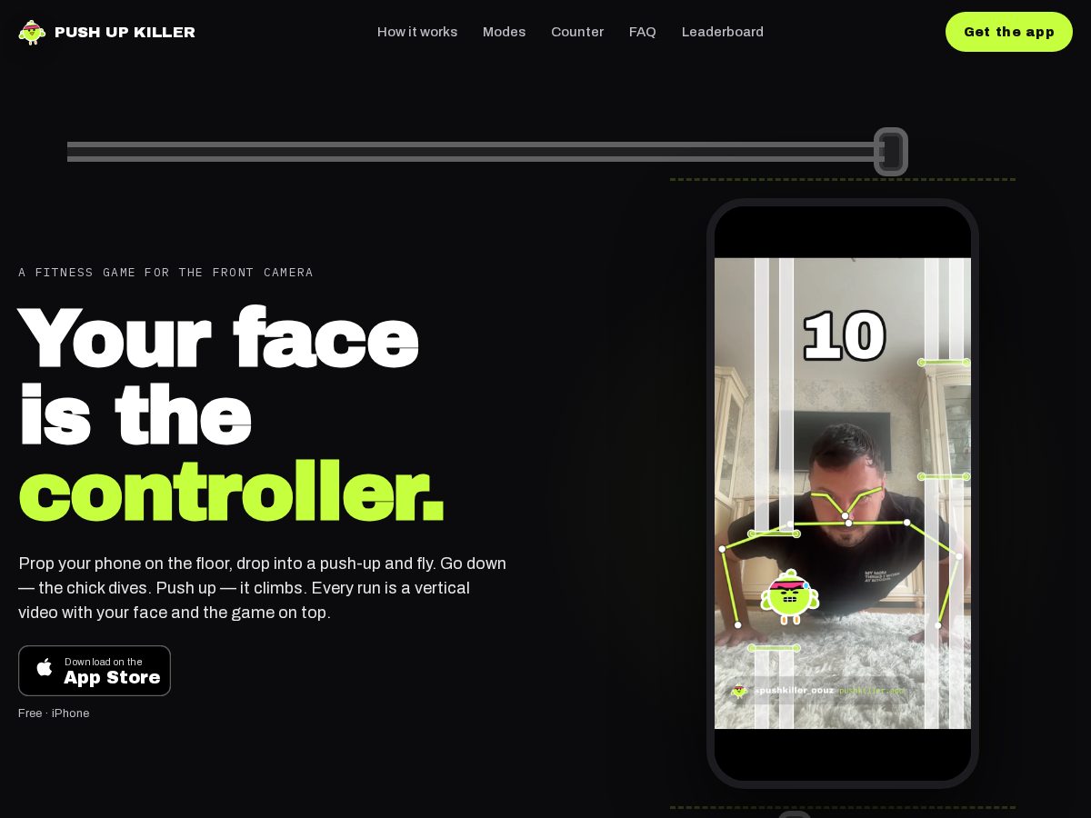 Landing-page snapshot of pushupkiller.com