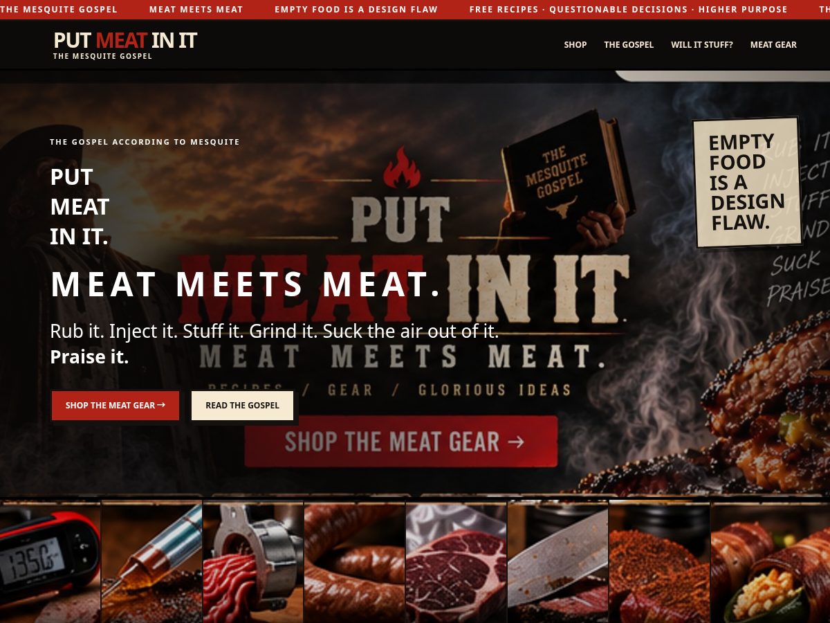 Landing-page snapshot of putmeatinit.com