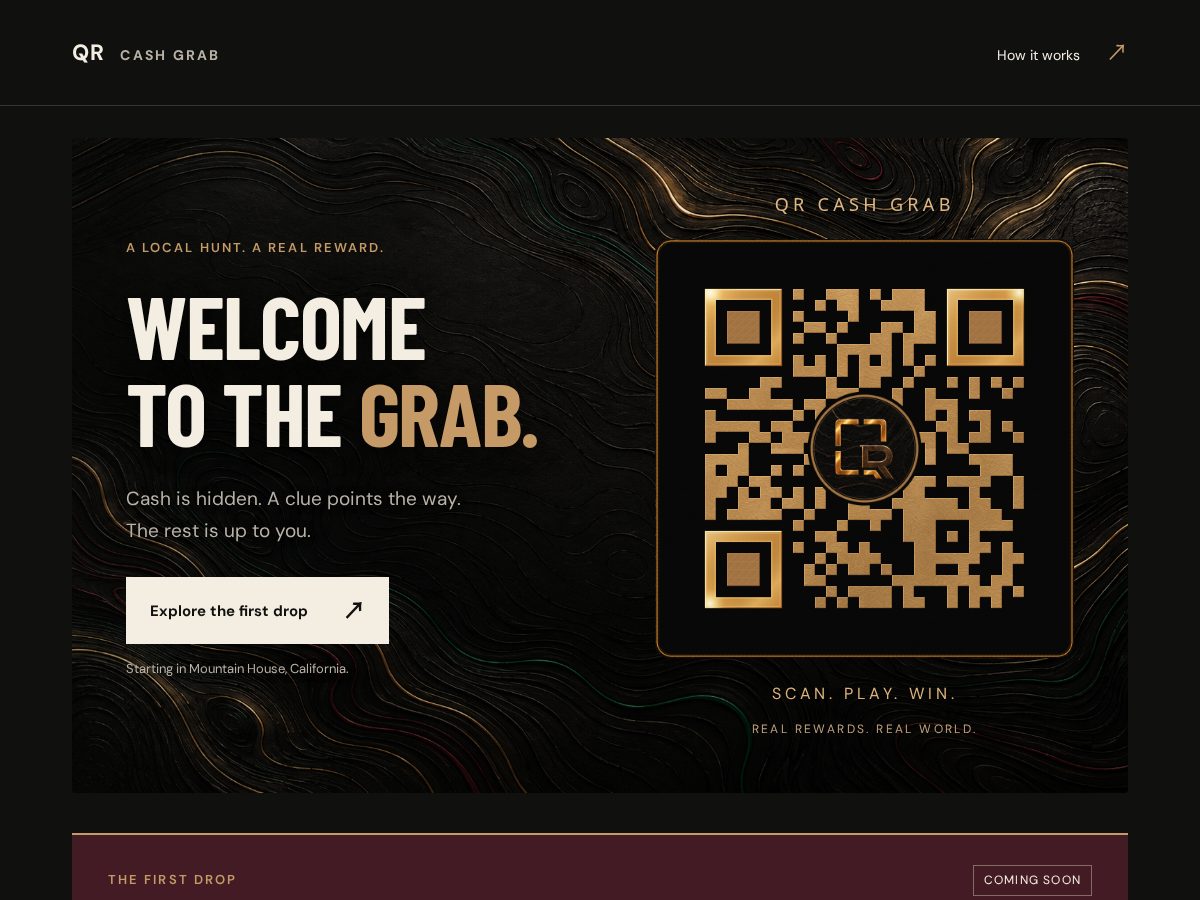 Landing-page snapshot of qrcashgrab.com
