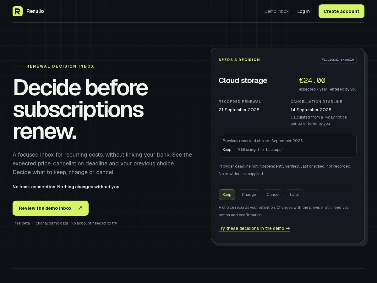 Landing-page snapshot of renulio.com