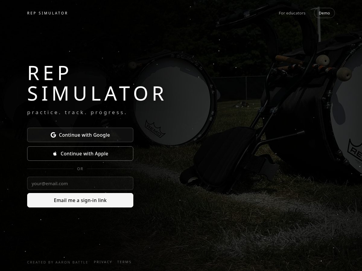 Landing-page snapshot of repsimulator.com