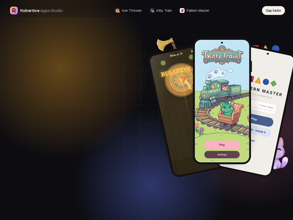 Landing-page snapshot of robertive.games
