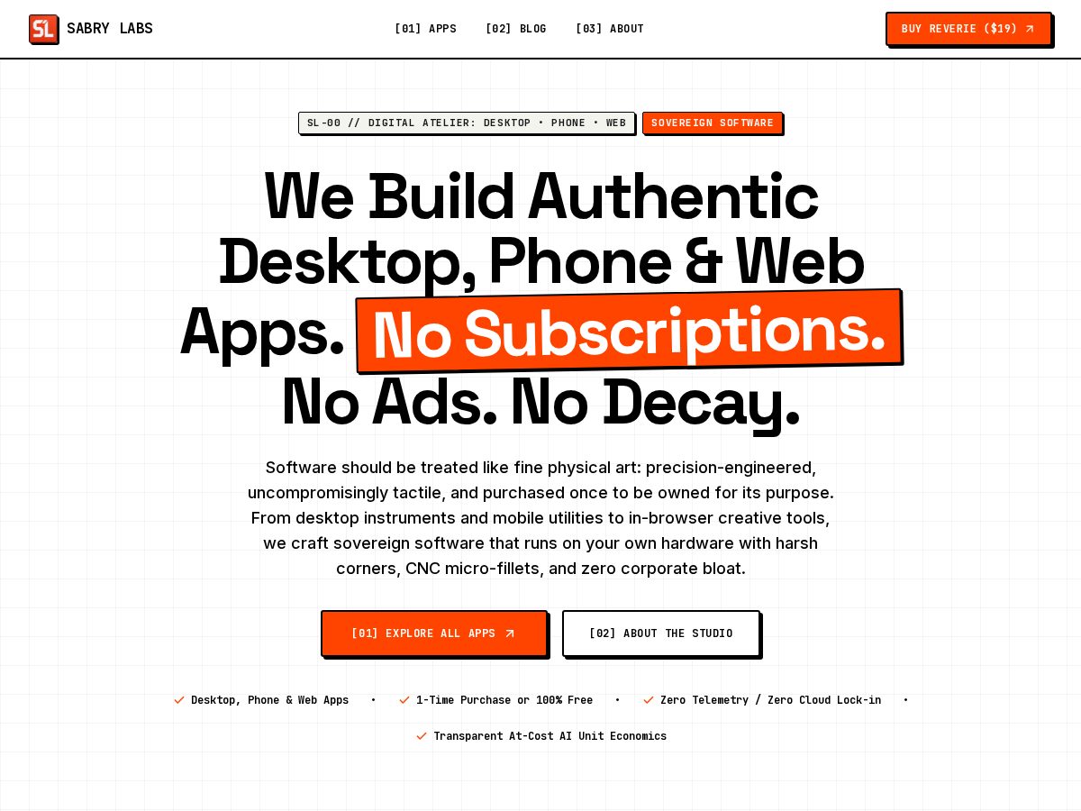 Landing-page snapshot of sabrylabs.com