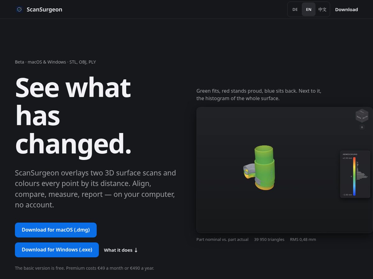 Landing-page snapshot of scansurgeon.com