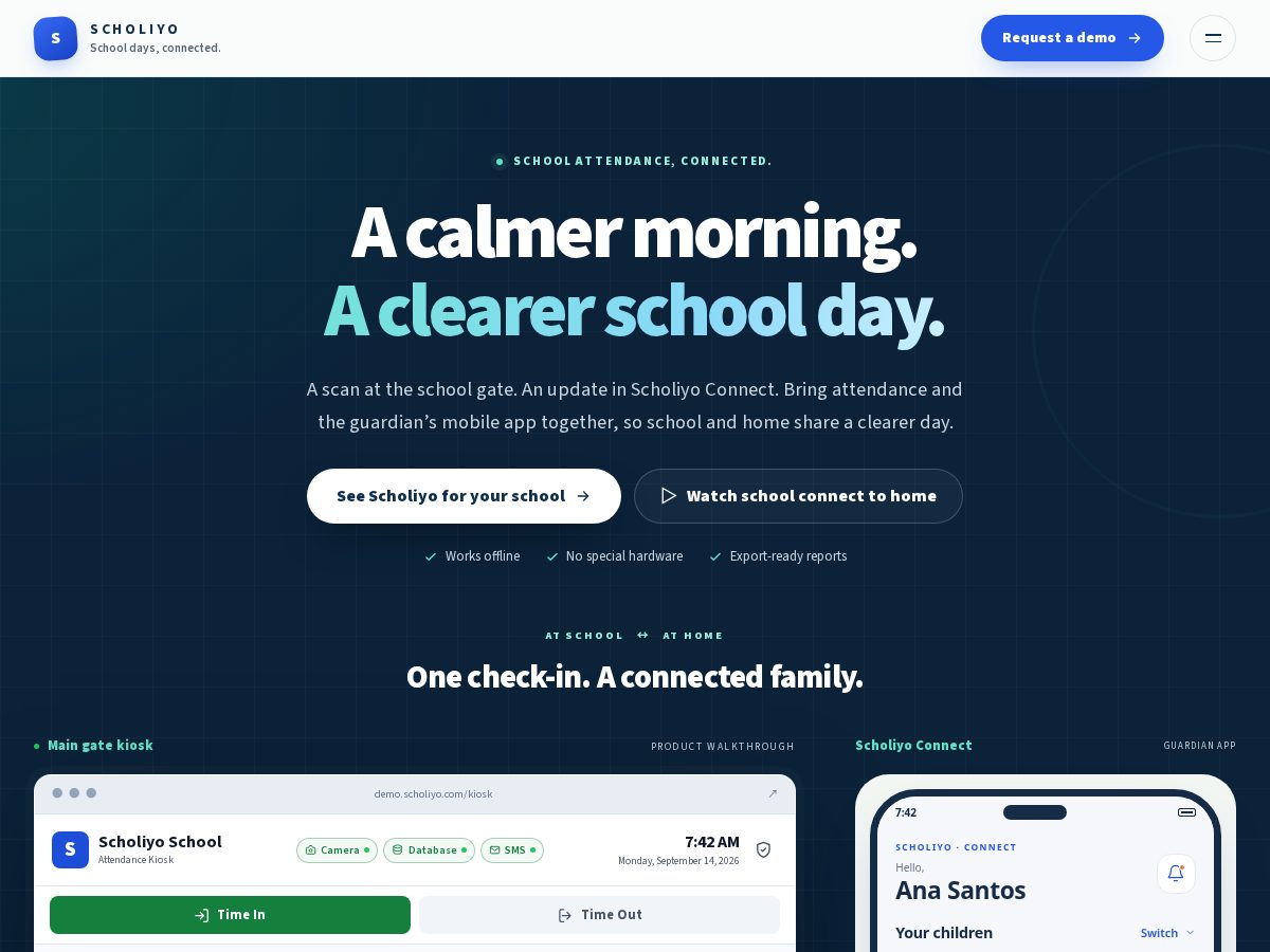 Landing-page snapshot of scholiyo.com