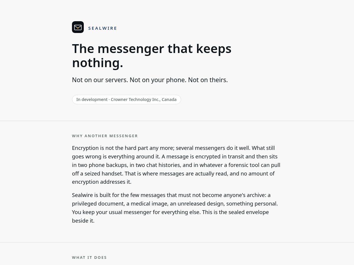 Landing-page snapshot of sealwire.chat