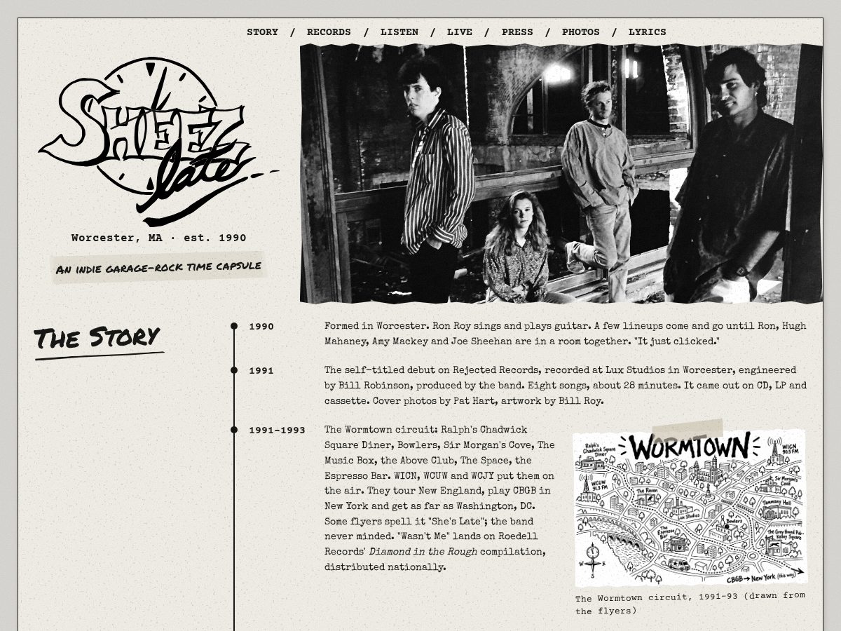 Landing-page snapshot of sheezlateband.com