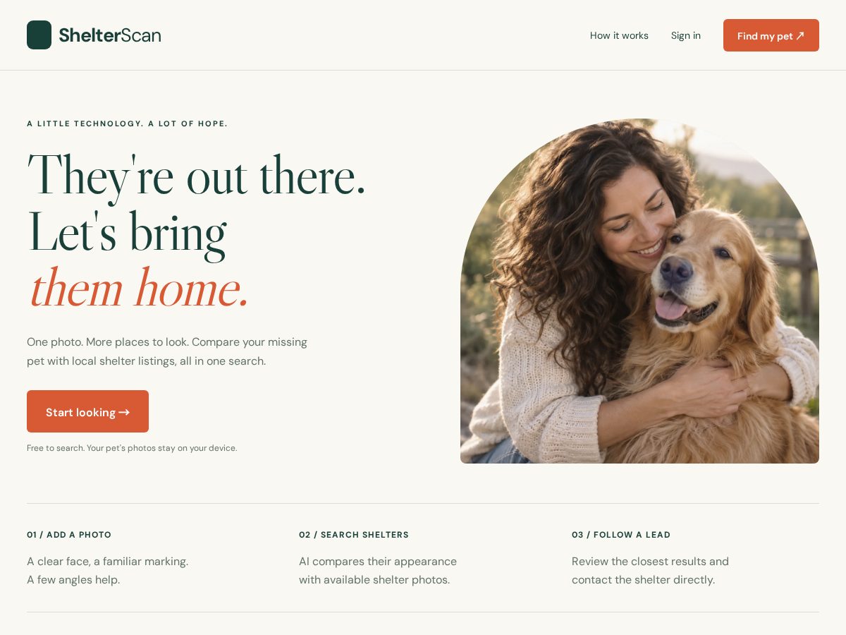 Landing-page snapshot of shelterscan.com