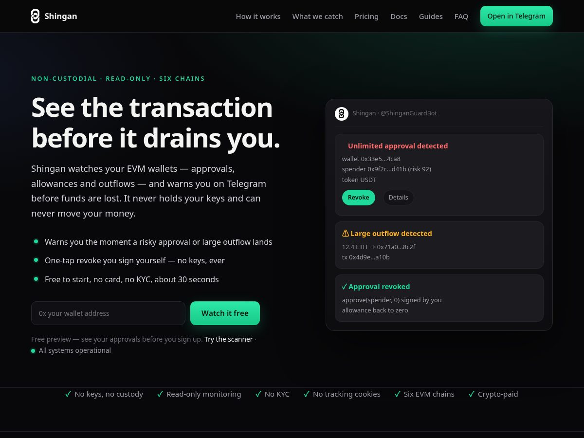 Landing-page snapshot of shinganguard.com