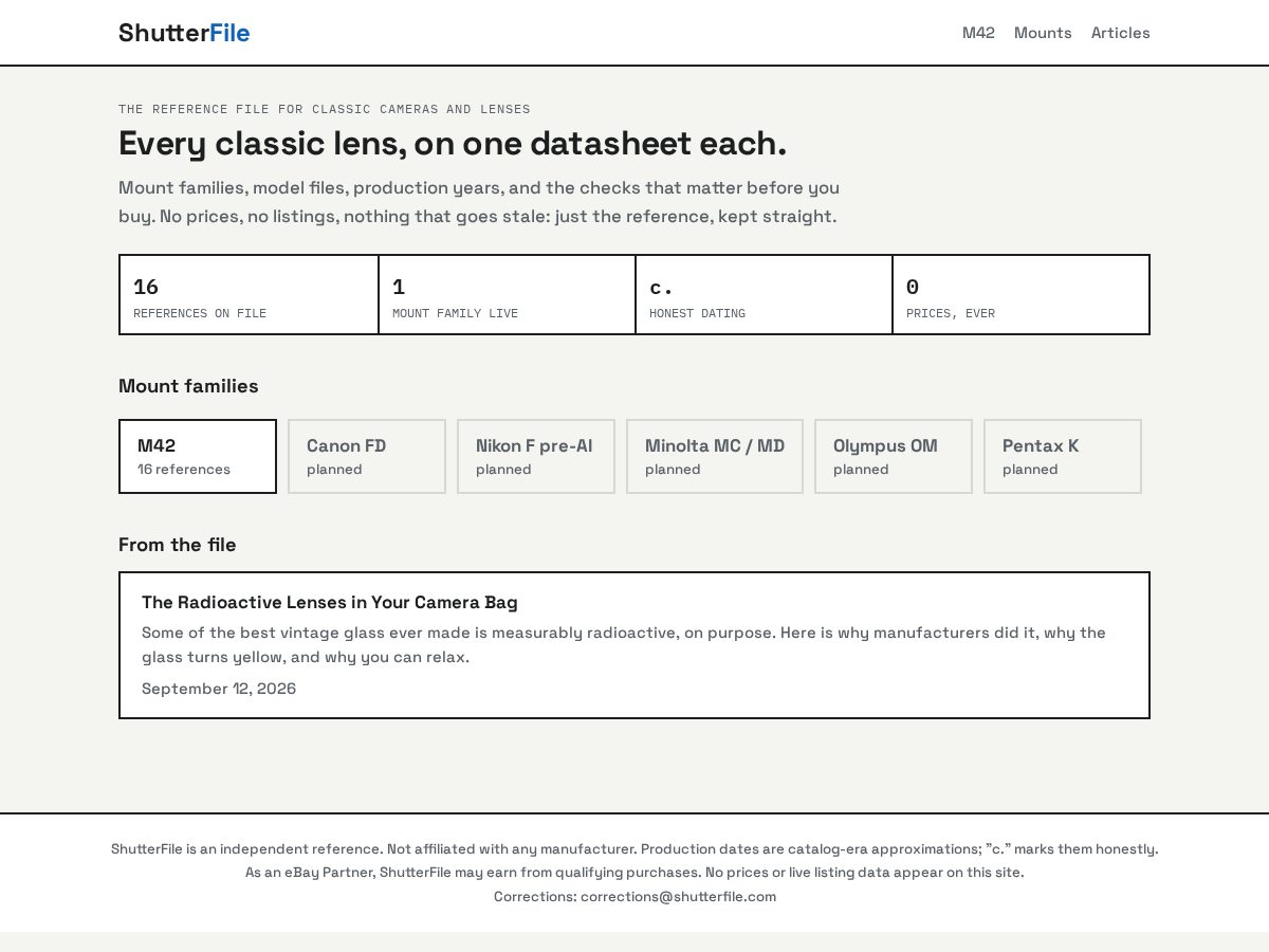 Landing-page snapshot of shutterfile.com