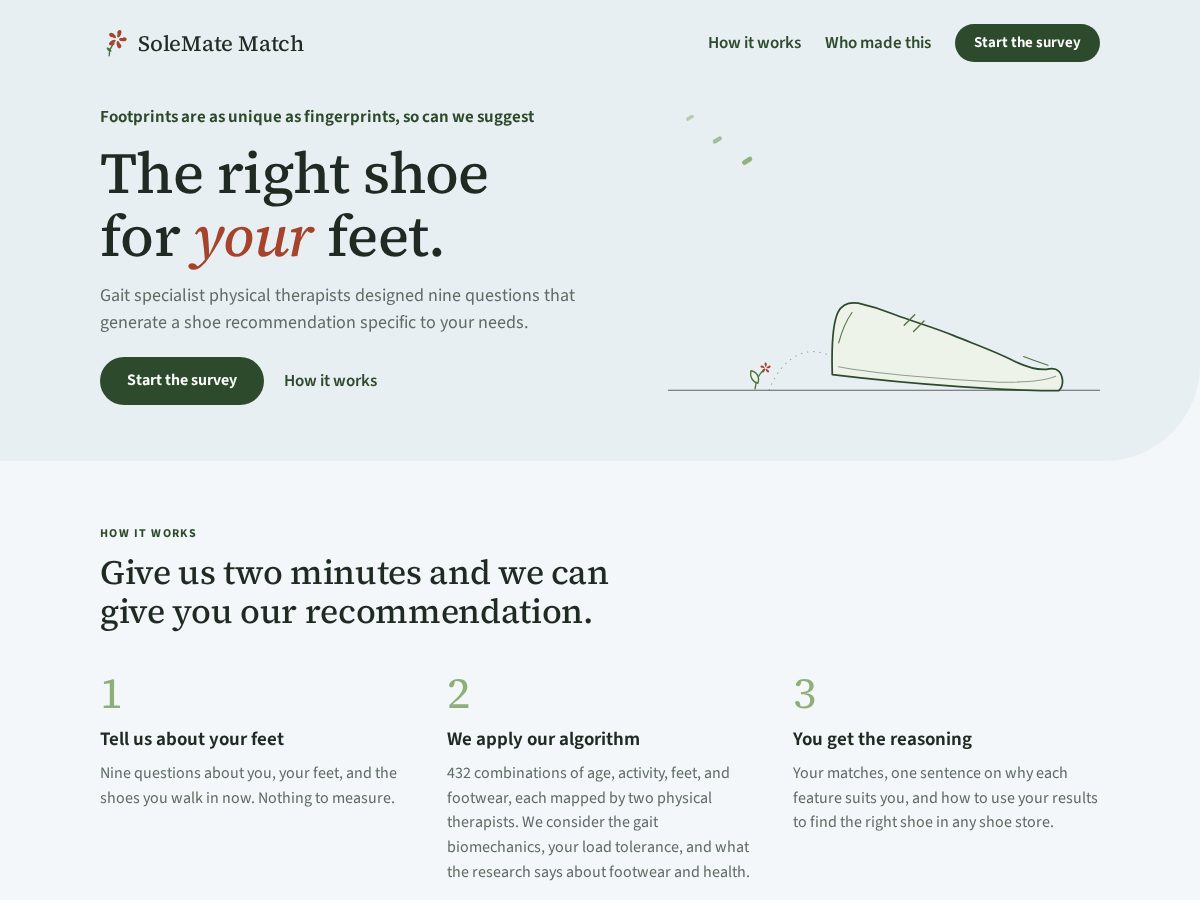 Landing-page snapshot of solematematch.com