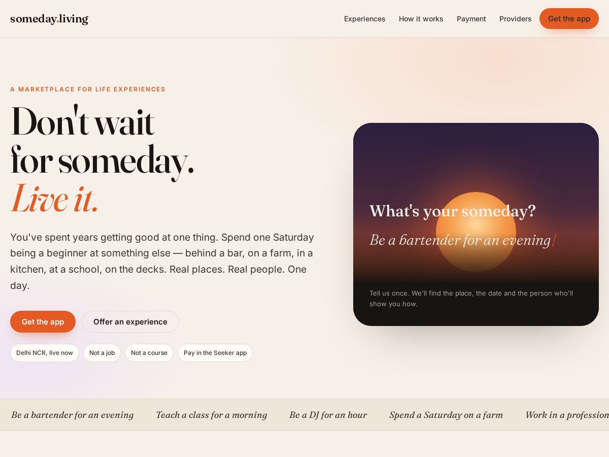 Landing-page snapshot of someday.living