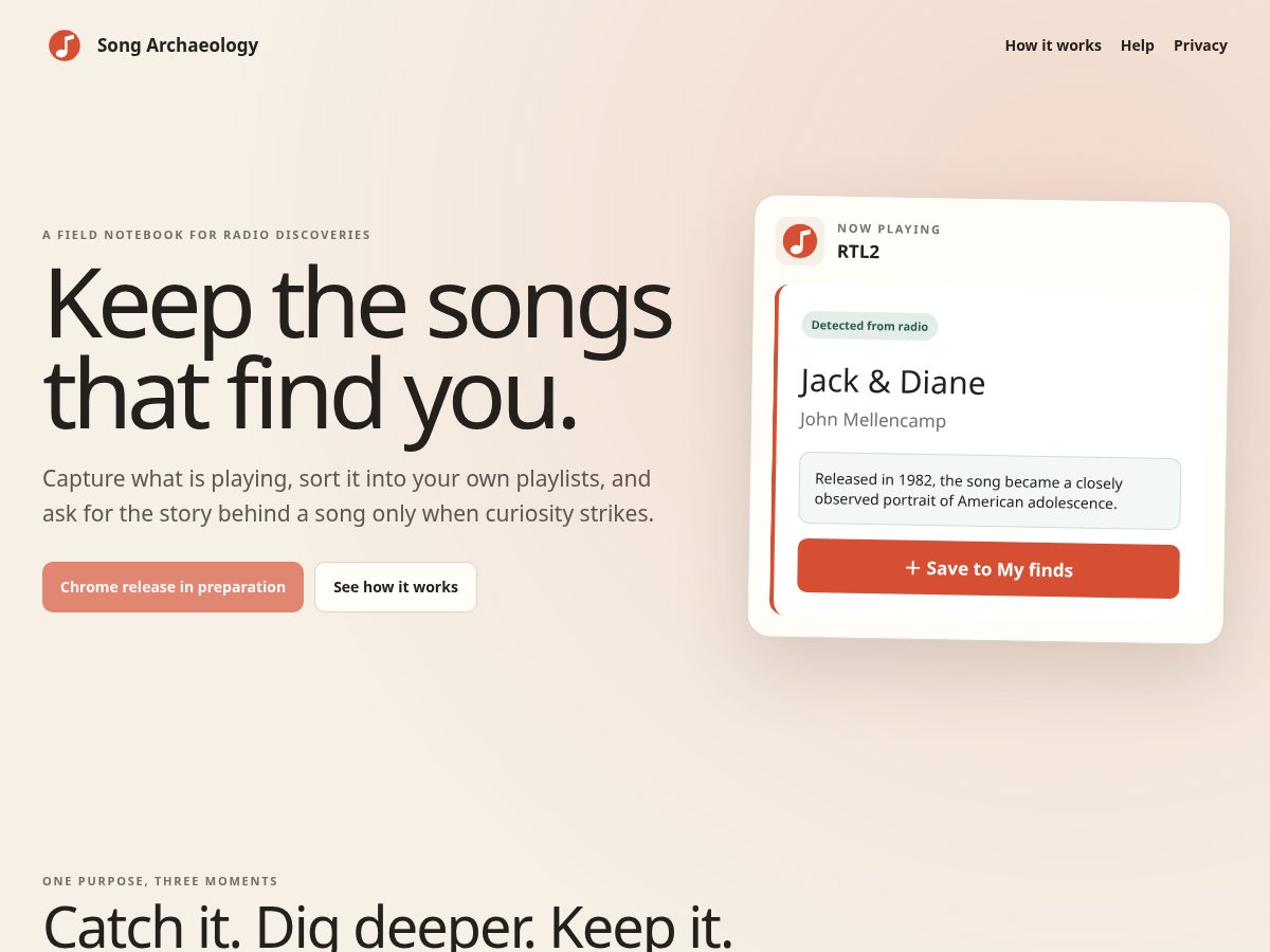 Landing-page snapshot of songarchaeology.com