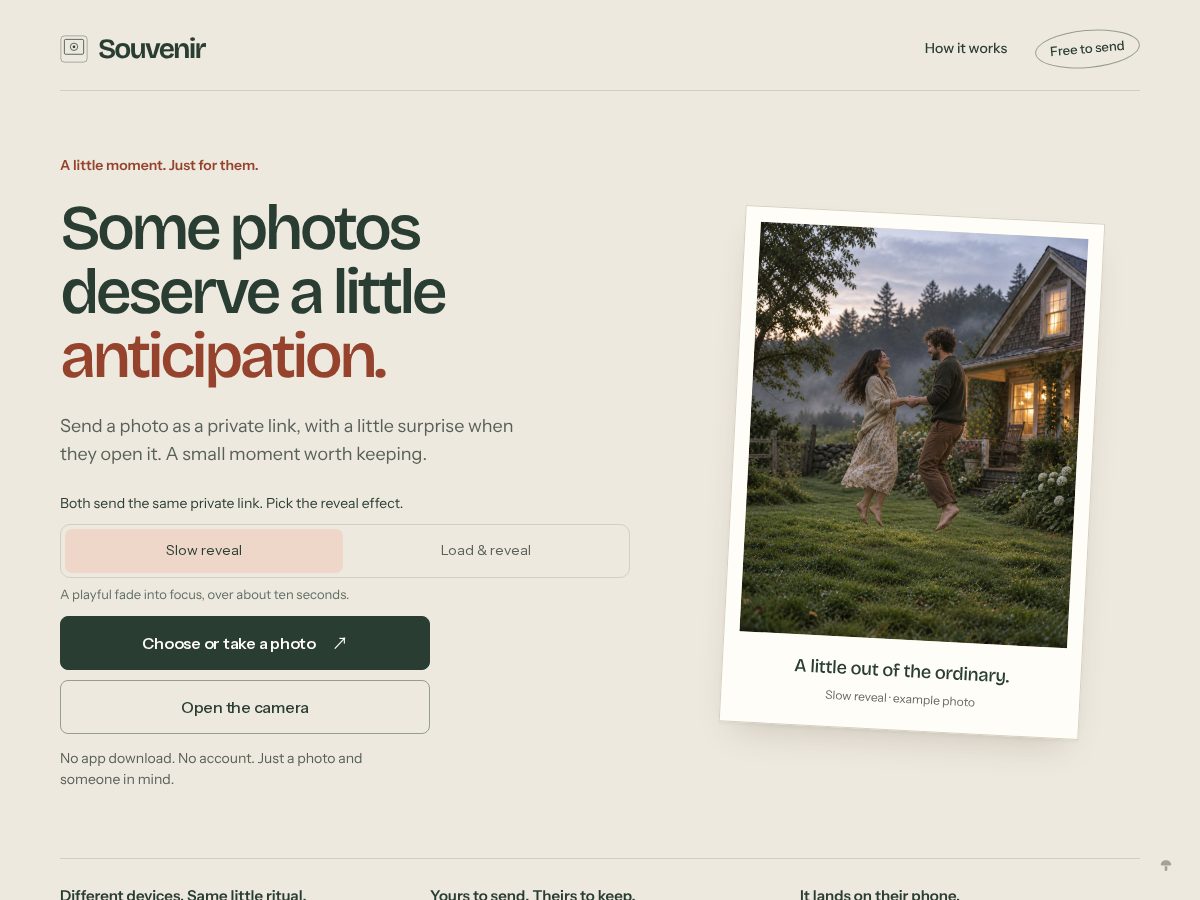 Landing-page snapshot of souvenir.photos
