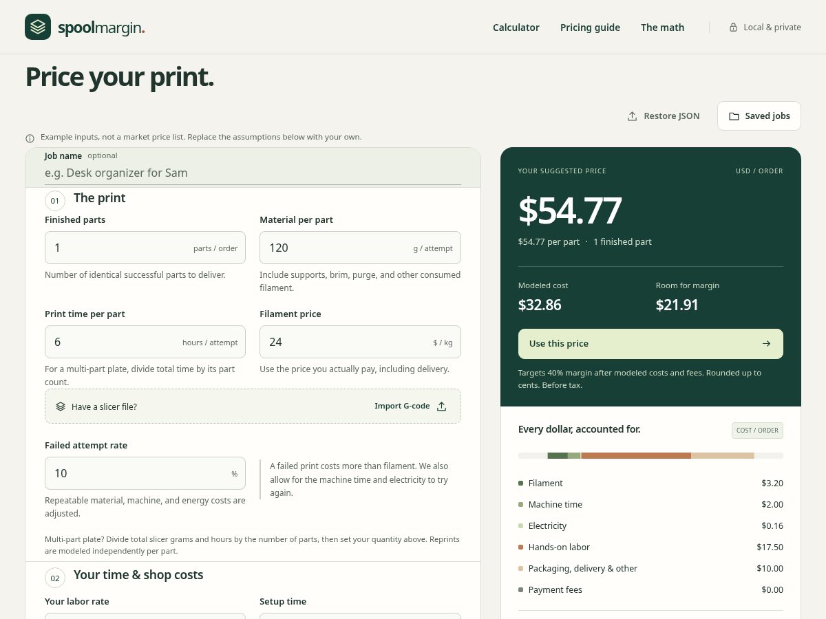 Landing-page snapshot of spoolmargin.com