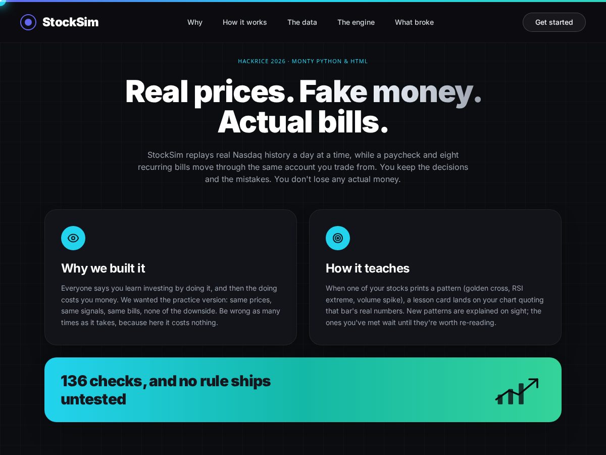 Landing-page snapshot of stocksim.vip