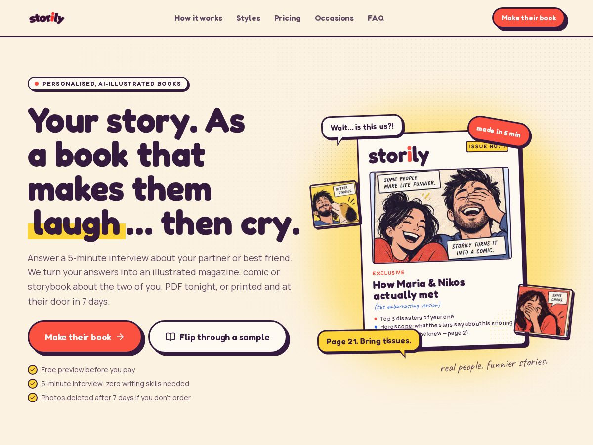 Landing-page snapshot of storily.pro