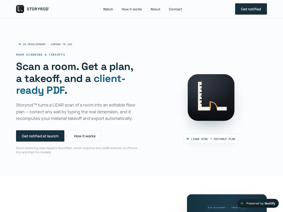 Landing-page snapshot of storyrod.app