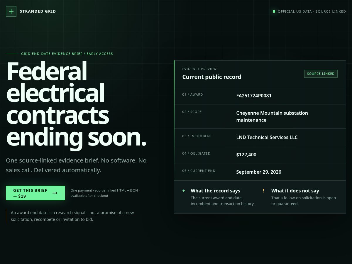 Landing-page snapshot of stranded-grid.com