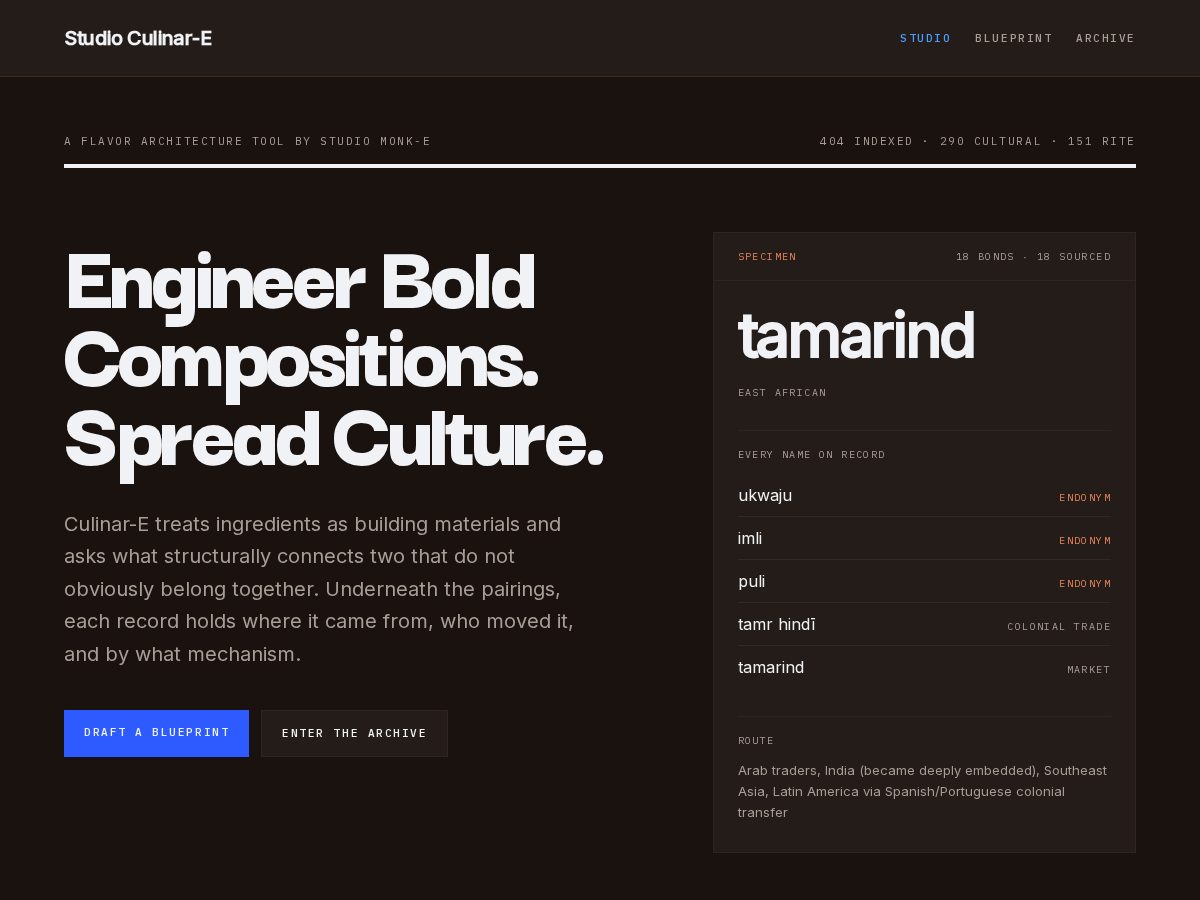 Landing-page snapshot of studioculinar-e.com