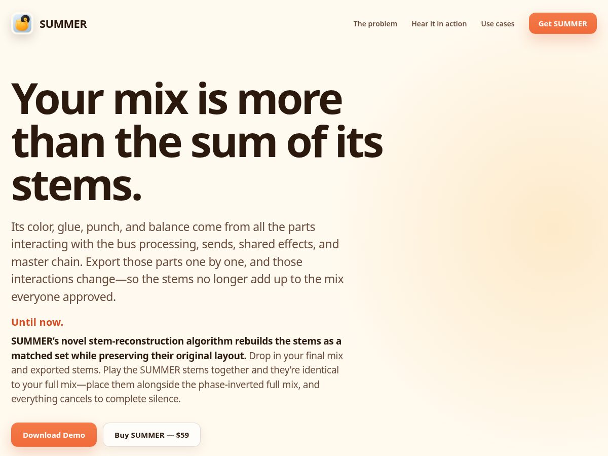 Landing-page snapshot of summer-stems.com