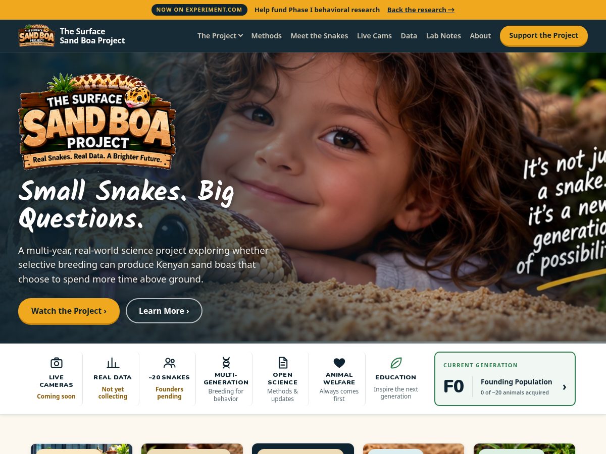 Landing-page snapshot of surfacesandboaproject.org