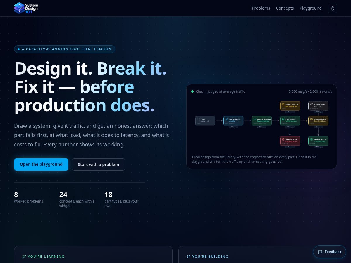 Landing-page snapshot of systemdesign101.online